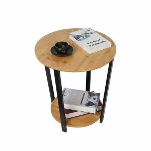 Mesa de Cabeceira de Bambu Redonda