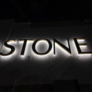 Custom Design Gold Mirror Finished Stainless Steel 3D Backlit Signage