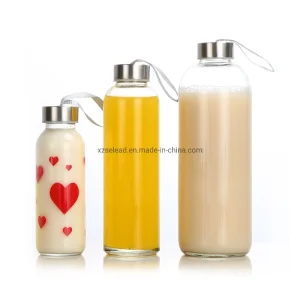 Juice Glass Water Bottle Bamboo Lid