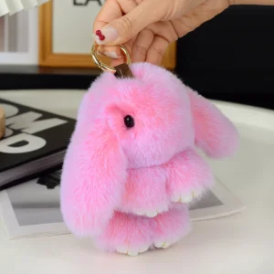 15cm Cute Faux Fur Bunny Doll Keychain Soft And Fluffy Plush Pendant Keyring For Cars Bag Or Daily Use Made Of Polyester