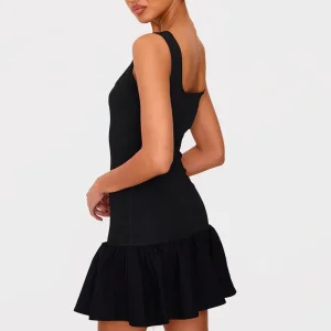 Vestido mini sin mangas de línea A negro