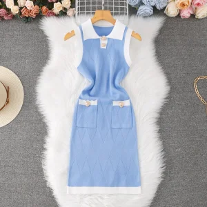 High-End Slim Fit Plaid Dress