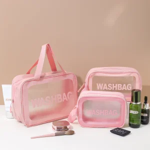 Simple Lovely pink Custom logo Makeup Bag Cosmetic &amp; Toiletry Bags Cosmetic Bag with Zipper for Girls Women for Travel Swimming