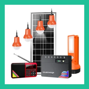 Chinese OEM Factory Verasol Certifiied Multi-Purpose 10W Solar LED Lighting System with Portable Torch, Radio and 4 Bulbs for Reading and Camping Outside