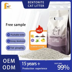 Cat Litter Factory Pet Supply Odorless Sustainable Lightweight Fast Clumping Cat Litter Sand 1-3.8mm Lemon Coffee Lavender White Bentonite Cat Litter