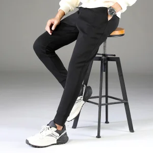 Casual Two Solid Colors Plain Jogger with Elasticated Trousers Foot Side Pocket Sports Trousers for Men