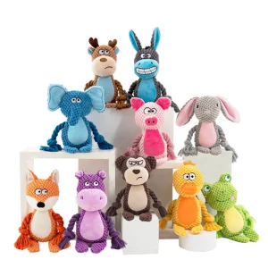 Retail Hot Sell New Pet Super Soft Plush Sound Rope Toy Fox Frog Pig Dog Interactive Tug War Training Squeaky Chew Toys