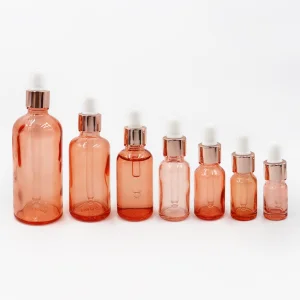 Organic Design Pink Glass Skincare Bottles Set