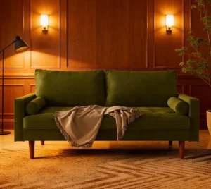 Olive Velvet Loveseat