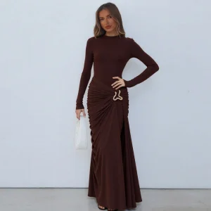 STOCK Two Colors Long Sleeve Women Dress