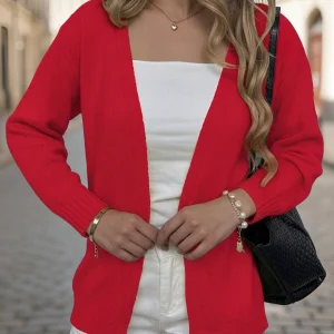 Premium Red Open Front Cardigan