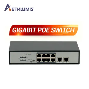 High Power 8 Port Gigabit PoE Switch with 2 Uplinks 120W 802.3af/at Built-in Power 6KV Anti-Lightning Device Network Switch