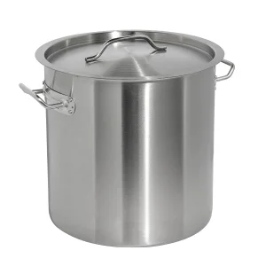 Large Capacity Thick Bottom Stainless Steel Commercial Hotel Soup Stock Pots Binaural Compound Bottom Lid for Marinated Meat