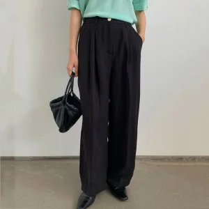 Factory Customization Women's Summer Wide-Leg Pants High-Waisted Breathable Trousers