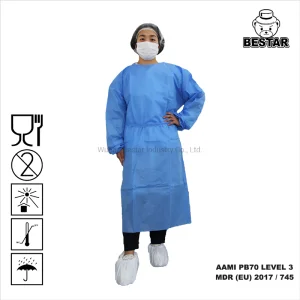 AAMI PB70 Nivel 2 Bata de Aislamiento Médica Desechable de Ultrasonido SMS