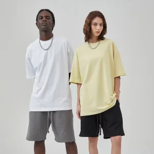 Men's Cotton Oversized Short Sleeves Plain Color T-Shirt, Comfortable Loose Casual Top Wear
