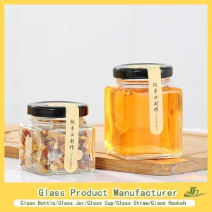 China Hexagon, Square, Round High Borosilicate Glass Jar Manufacturer for Honey/Jam/Pickle/Coffee/Candle/Mason/Pudding/Yogurt/Grain/Pasta/Kitchen Food Storage