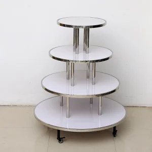 High-grade Stainless Steel with Round Wood Shelf Display Rack Stand