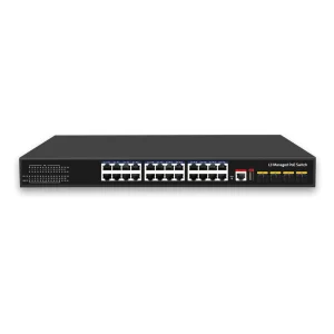24-Port 1000Mbps POE L3 Managed Gigabit Switch with 4x10G SFP Ports QoS SNMP VLAN Support Stackable
