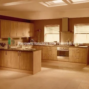 Log Style U-Shaped Open Kitchen Cabinet Customization