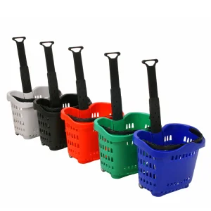 Top Grade Popular Grocery Store Supermarket Shopping Basket Rolling Plastic  Basket