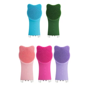 Wholesale Hand Held 2-in-1 Electric Silicone Facial Cleansing Brush Sonic Vibration Face Scrubber Exfoliator Massage Deep