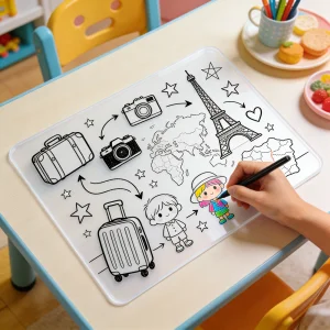 LFGB Certified Eco-Friendly BPA-Free Custom Silicone Baby Drawing Mark Mat Kid Coloring Painting Placemat