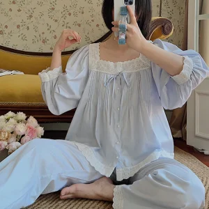 Retro Elegant Accordion Pleated Pajamas Set