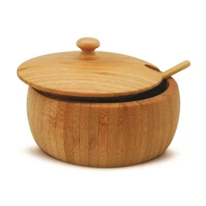 Large Seasoning Container Spice Pot Pepper Sugar Bowl Salt Cellar Bamboo Spice Jars with Spoon