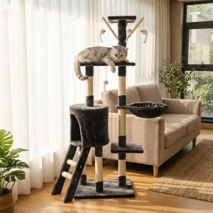 Custom Gray Eco-Friendly Large Indoor Cute Cat Climbing Tree
