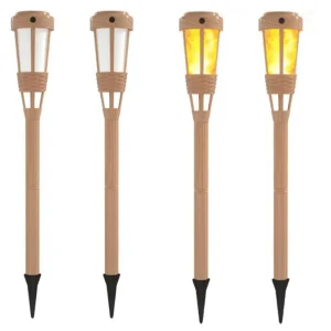 China Flickering Flame Solar Lantern Bamboo Lights