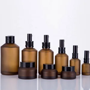 Matte Frosted Cosmetic Packaging Set Glass Bottle Jars