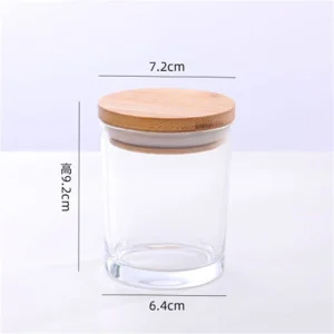 Glass Candle Jar Home Use Round Shape Candle Glass Jar with Bamboo Lid