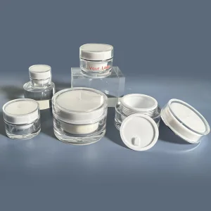 M741 Korean Cosmetics Packaging 30g 50g Jar Plastic Containers for Lotion Creme De Massage Round Shape Double Wall Wide Jars