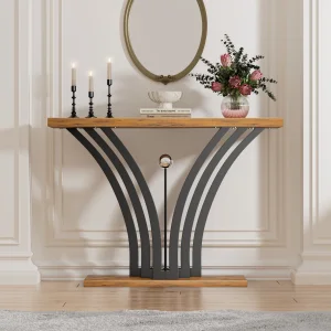 Wroclaw Modern Curved Metal Frame Entryway Console Table