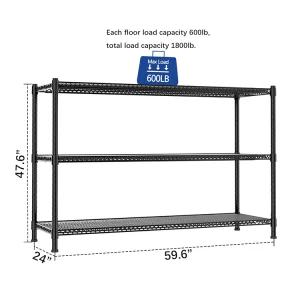 Black Adjustable 3-Wire Shelf Organizer Rack