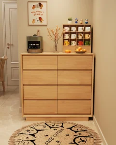 Solid Wood 2-Drawer Dresser &amp; Chest Eco-Friendly Mid-Century Modern Storage Cabinet for Bedroom and Living Room