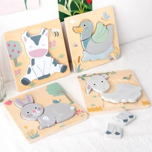 Children's Creative 3D Wooden Puzzles Early Learning Educational Cartoon Animals Puzzle