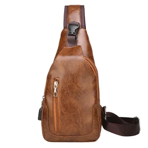 Crossbody Mans Chest Bag New Genuine Leather Texture Waterproof Casual Sports Travel Single Shoulder Backpack Trendy