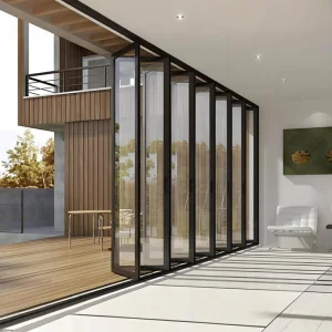 Waterproof Aluminum Frame Bi-Fold Glass House Exterior Folding Door