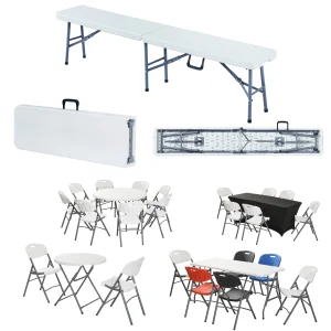 Wedding Banquet Party Events Rectangle Dining Tables Outdoor White Hdpe Portable Plastic Folding Foldable Table