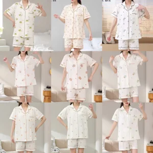 Women's Comfortable Soft Short-Sleeve Shorts Two-Piece Home Wear Set Multi-Patterned Summer Pajamas New Seasonal Collection