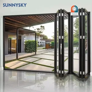 American Modern Style Waterproof Bifold Doors Windows Aluminum Balcony Glass Sliding Folding Door