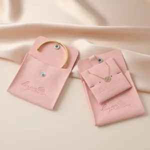 Custom Logo Luxury Snap Microfiber Jewelry Pouch