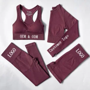 Wholesale Sports Wear Seamless Activewear Gym Set 4PCS Long Sleeve Fitness Yoga Workout Sets Women Sport Wear Clothing