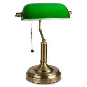 M-1096 Satin Brass Banker Lamp