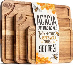 Premium Acacia Wood Chopping Board Set