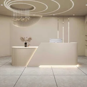 2024 Hot Luxury Beauty Salon Spa Furniture White Reception Desk Office Reception Desk LED Light Reception Desk
