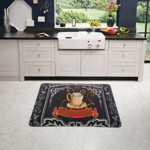 Custom Design Premium Coffee Cup Velvet Anti-Fatigue Kitchen Office Standing Mat for Comfort
