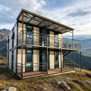 FLKT Fast Install Double Layer Double Wing Expandable Prefab House Portable 2 Storey Container Home Luxury Prefabricated Villa